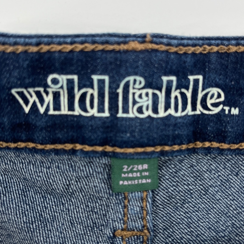 Wild Fable High Rise Shorts Womens 2 Dark Wash Excellent Stretch Denim - Picture 3 of 7